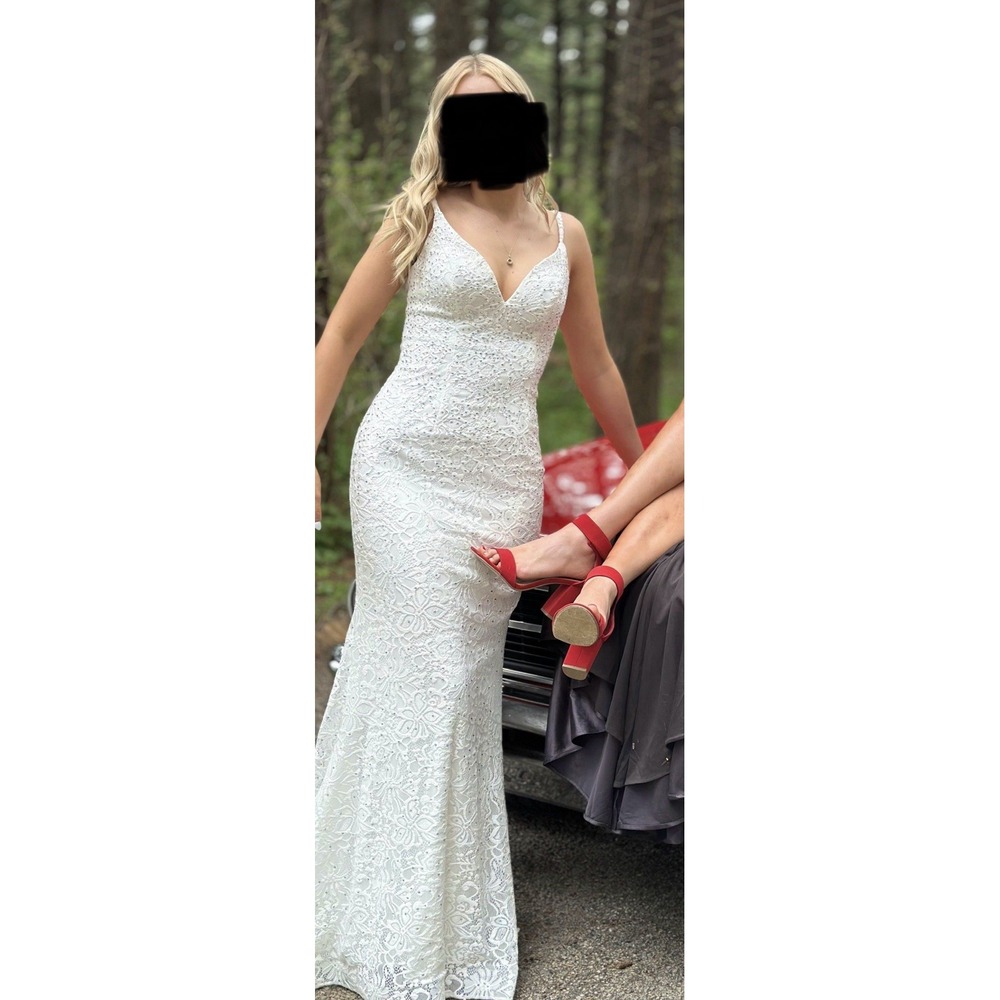 Ed Young Woman's Size Small Diamond Halter Wedding Dance Prom Dress Layered Zip